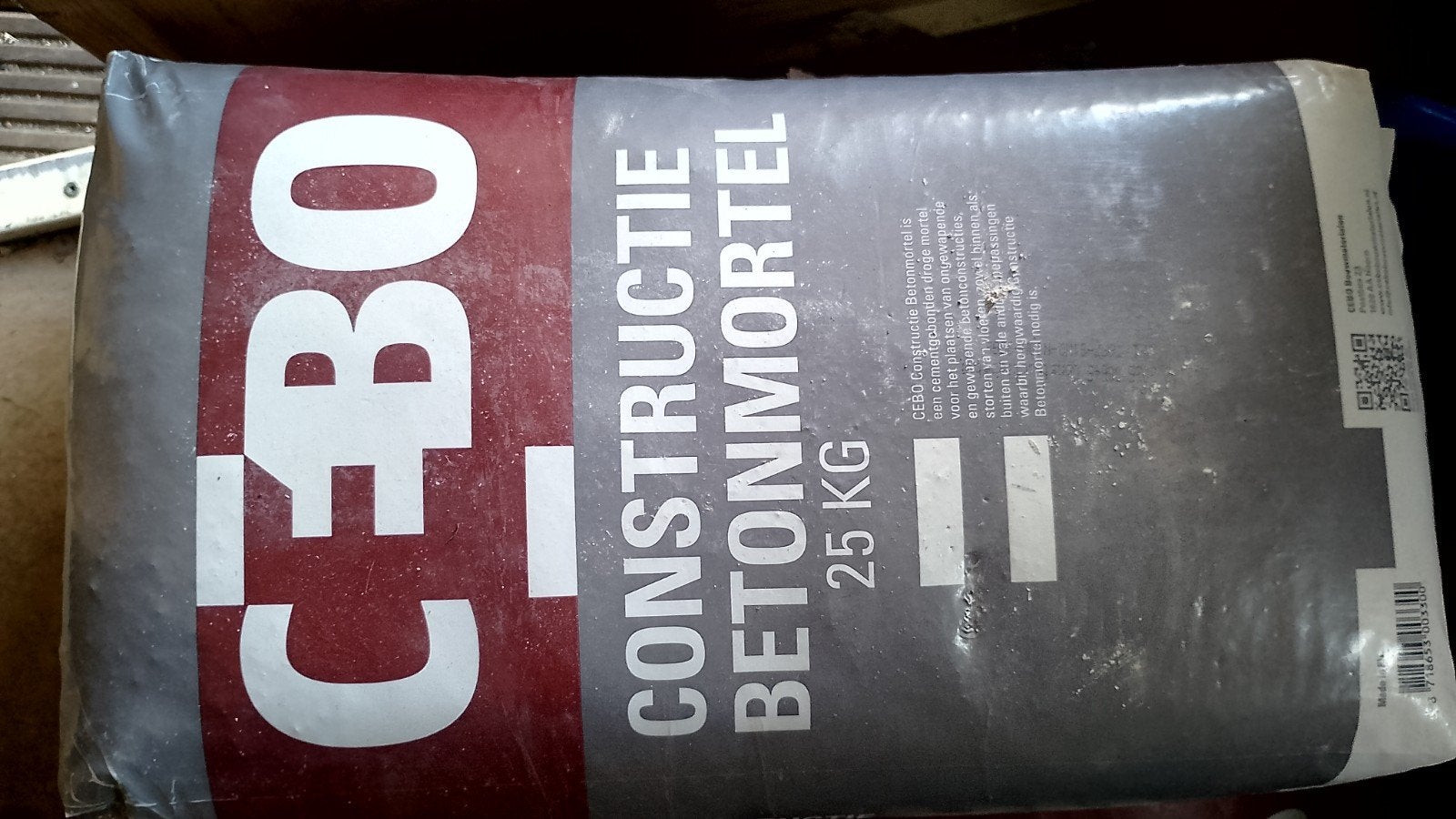 CEBO Constructie Betonmortel 25 KG c30/37, Ophalen, Nieuw