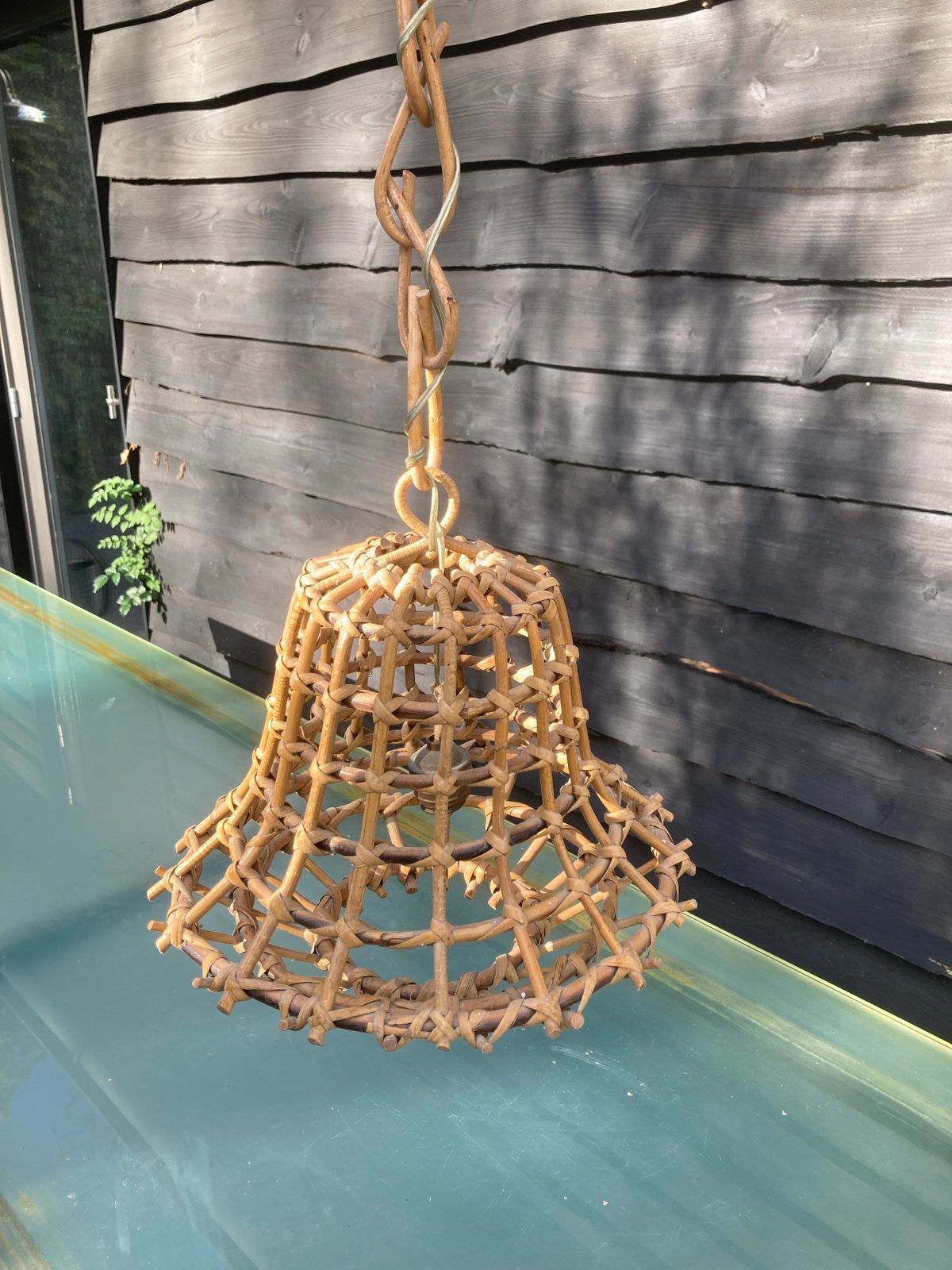 Vintage rotan lampenkap - Boheemse stijl, Ophalen, Minder dan 50 cm, Gebruikt, Minder dan 25 cm