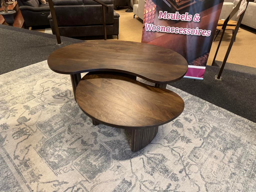 Salontafel YinYan organisch bruin  direct leverbaar E-7204, Huis en Inrichting, Ophalen, 100 tot 150 cm, Nieuw, 50 tot 100 cm