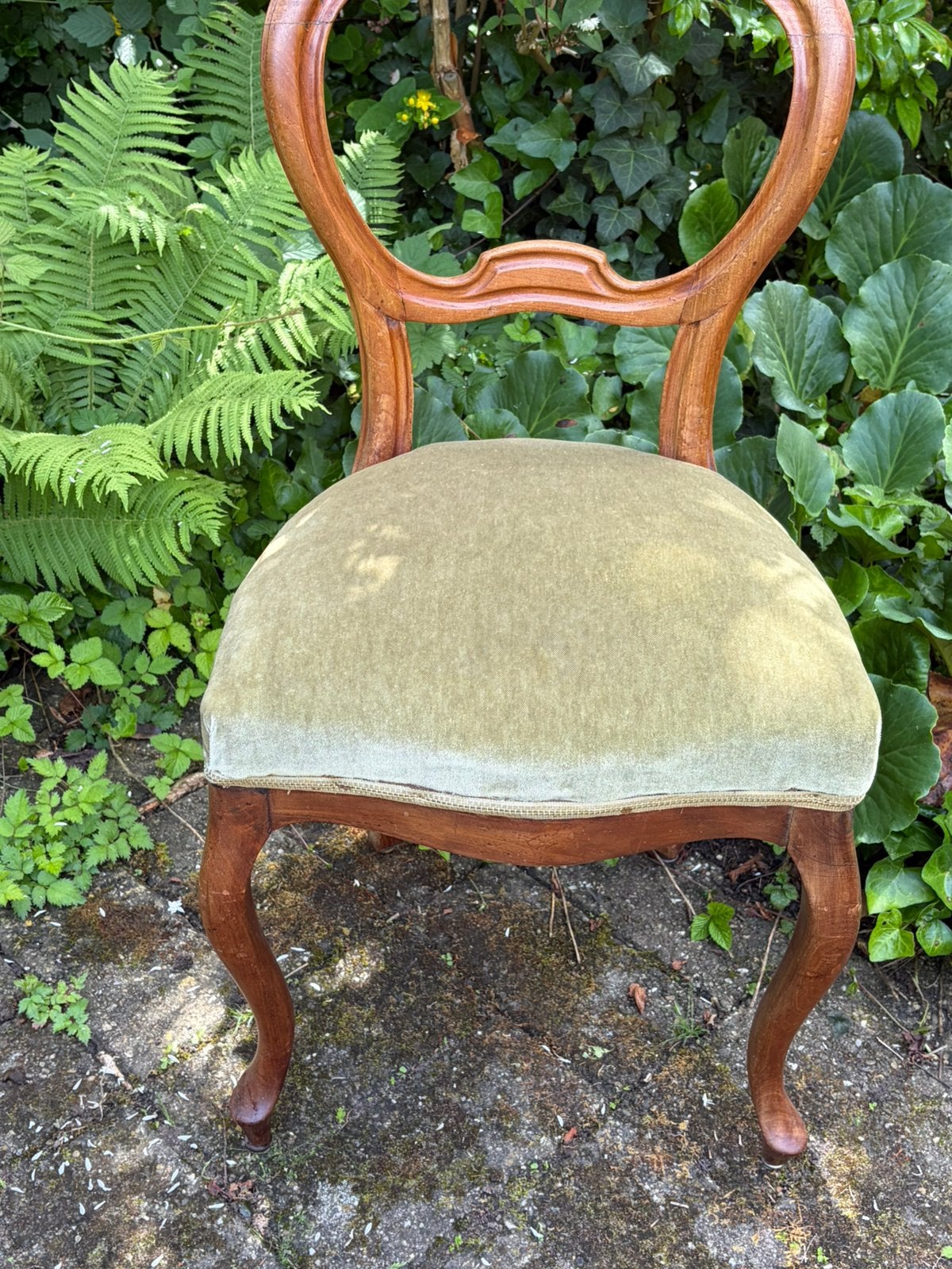 Antiek Victoriaanse stoel met groene velours zitting, Antiek en Kunst, Antiek | Meubels | Stoelen en Banken, Ophalen