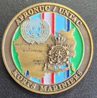 Mariniers Coin Cambodja, Ophalen of Verzenden, Marine, Nederland, Embleem of Badge