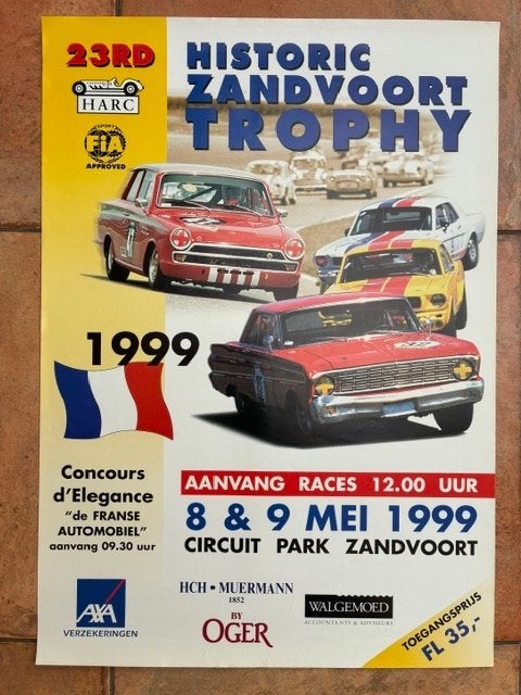 Origineel affiche / poster Historic Zandvoort Trophy 1999, Ophalen of Verzenden, Sport, A1 t/m A3, Rechthoekig Staand