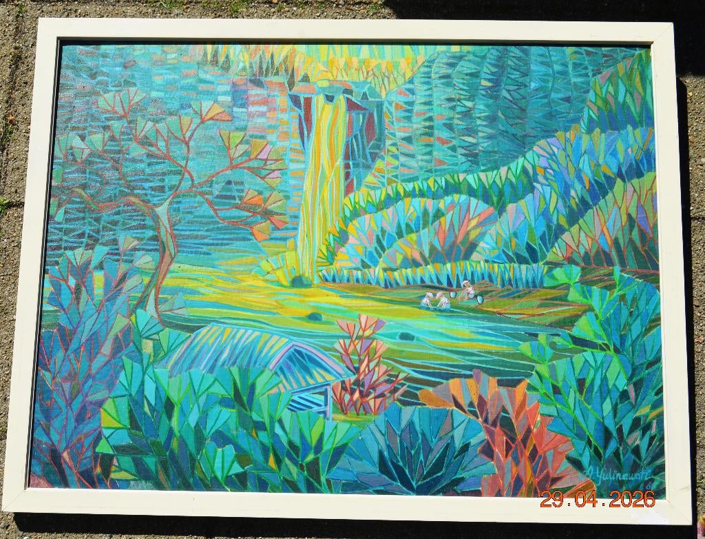 Agnes Yulinawati. Schilderij;  "Waterval", Ophalen