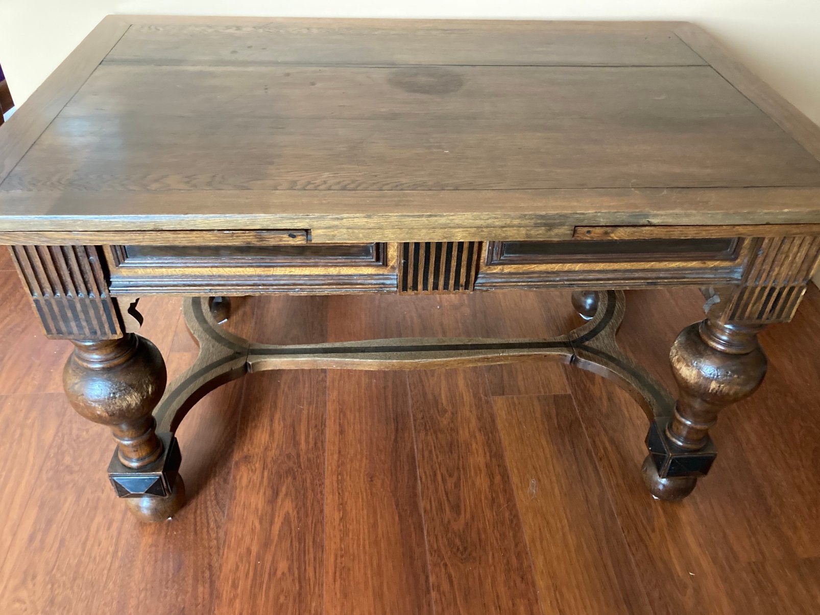 antieke Hollandse eikenhouten tafel in neorenaissance-stijl, Ophalen
