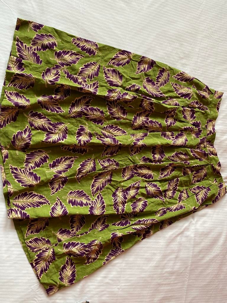 Rok King Louie Groenmet paarse bladprint maat 44, Maat 42/44 (L), Nieuw, Ophalen of Verzenden, Onder de knie