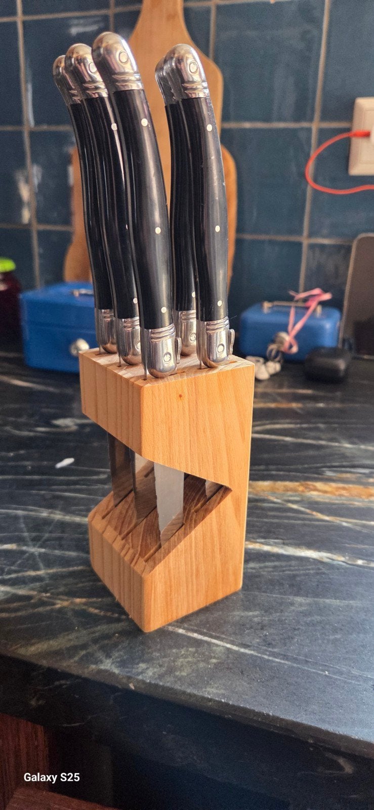 Laguiole Style de Vie Messenset met Houten Blok, Bestekset, Laguiole, Ophalen of Verzenden, Zo goed als nieuw