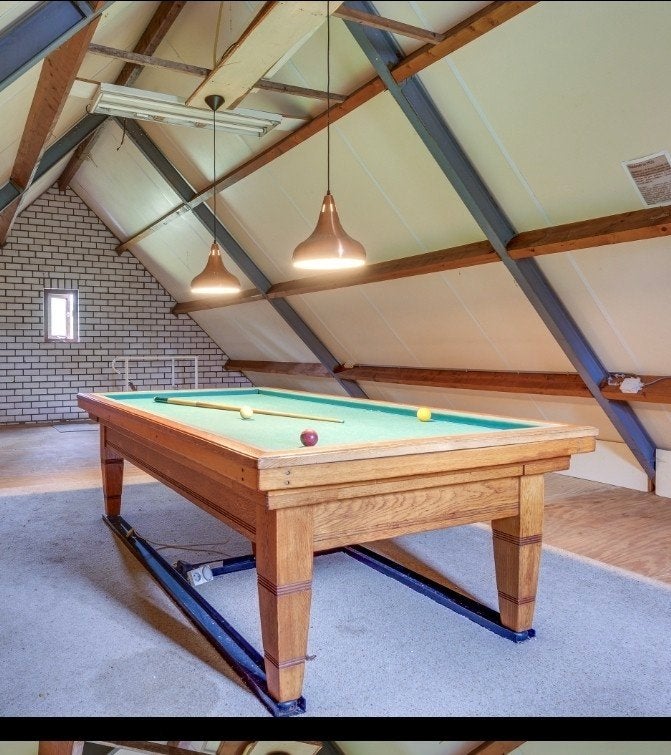 Cafébiljart – ca. 230  130 cm – verwarmde leien – zeer goed, Sport en Fitness, Biljarten en Poolen, Ophalen, Gebruikt, Biljarttafel