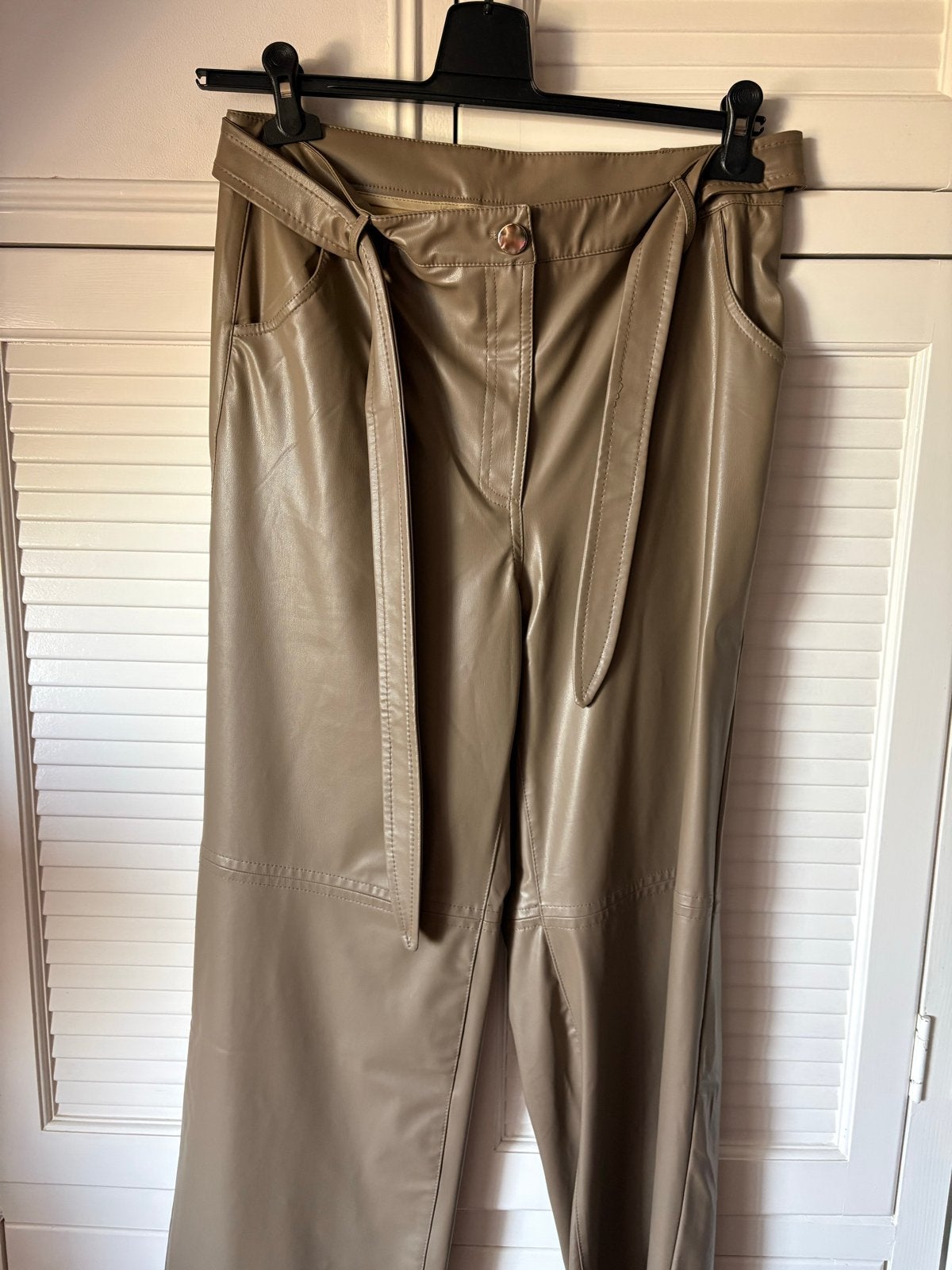 ZIZZO leren broek maat 38 (M), Maat 38/40 (M), Beige, Nieuw, Ophalen of Verzenden