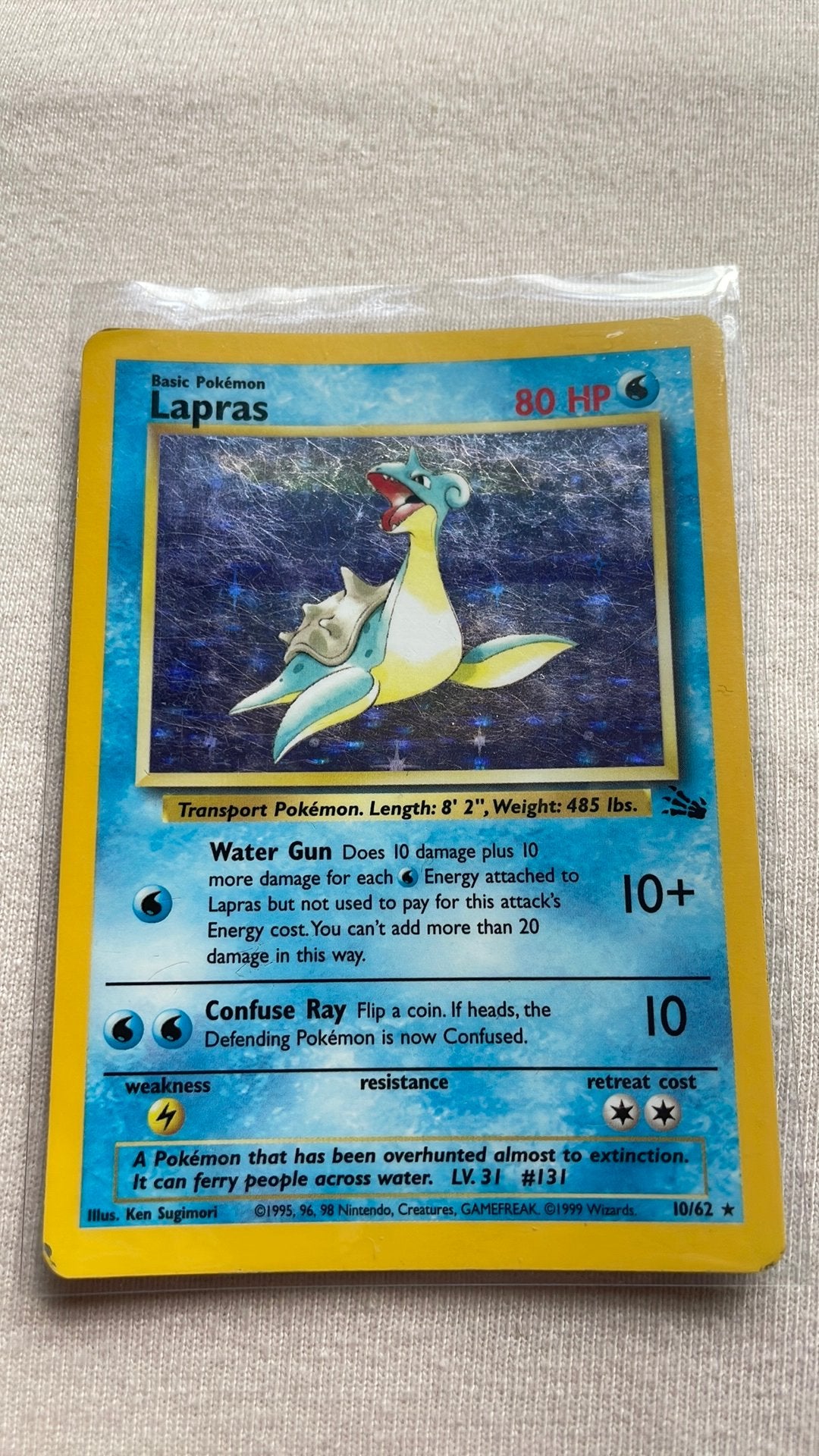 Pokemon Lapras 10/62 Fossil, Ophalen of Verzenden, Zo goed als nieuw