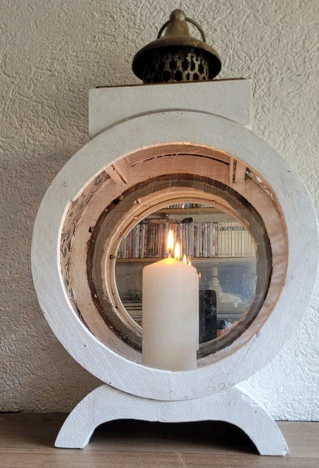 Vintage Ronde Lantaarn met Spiegel - Shabby Chic Eyecatcher, Ophalen of Verzenden, Nieuw