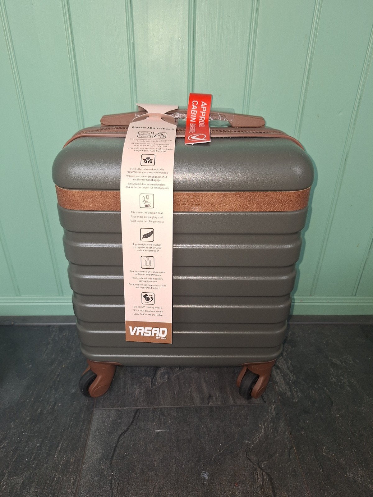 Vasad Handbagage Trolley 40x30x20 - Ideaal voor Vliegreizen, Ophalen, Uitschuifbare handgreep, 20 tot 30 cm, Minder dan 40 cm