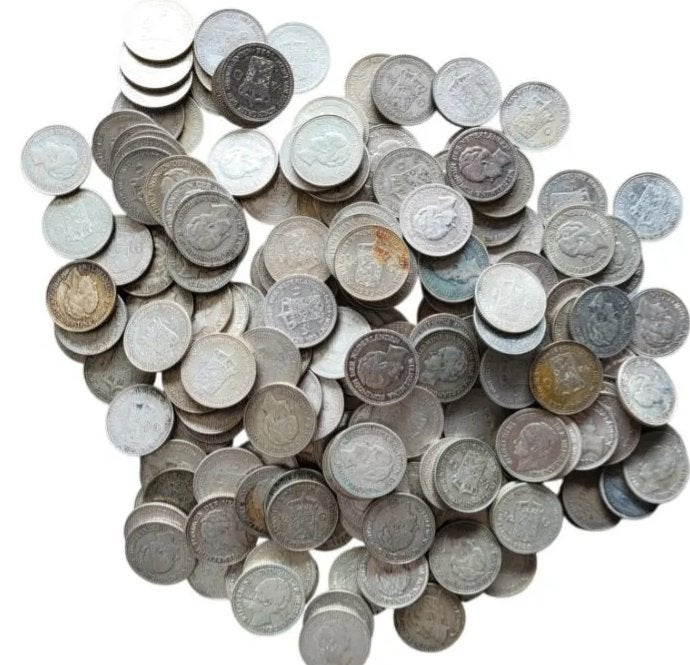 Nederland halve gulden Wilhelmina 50 stuks, Ophalen of Verzenden, Zilver