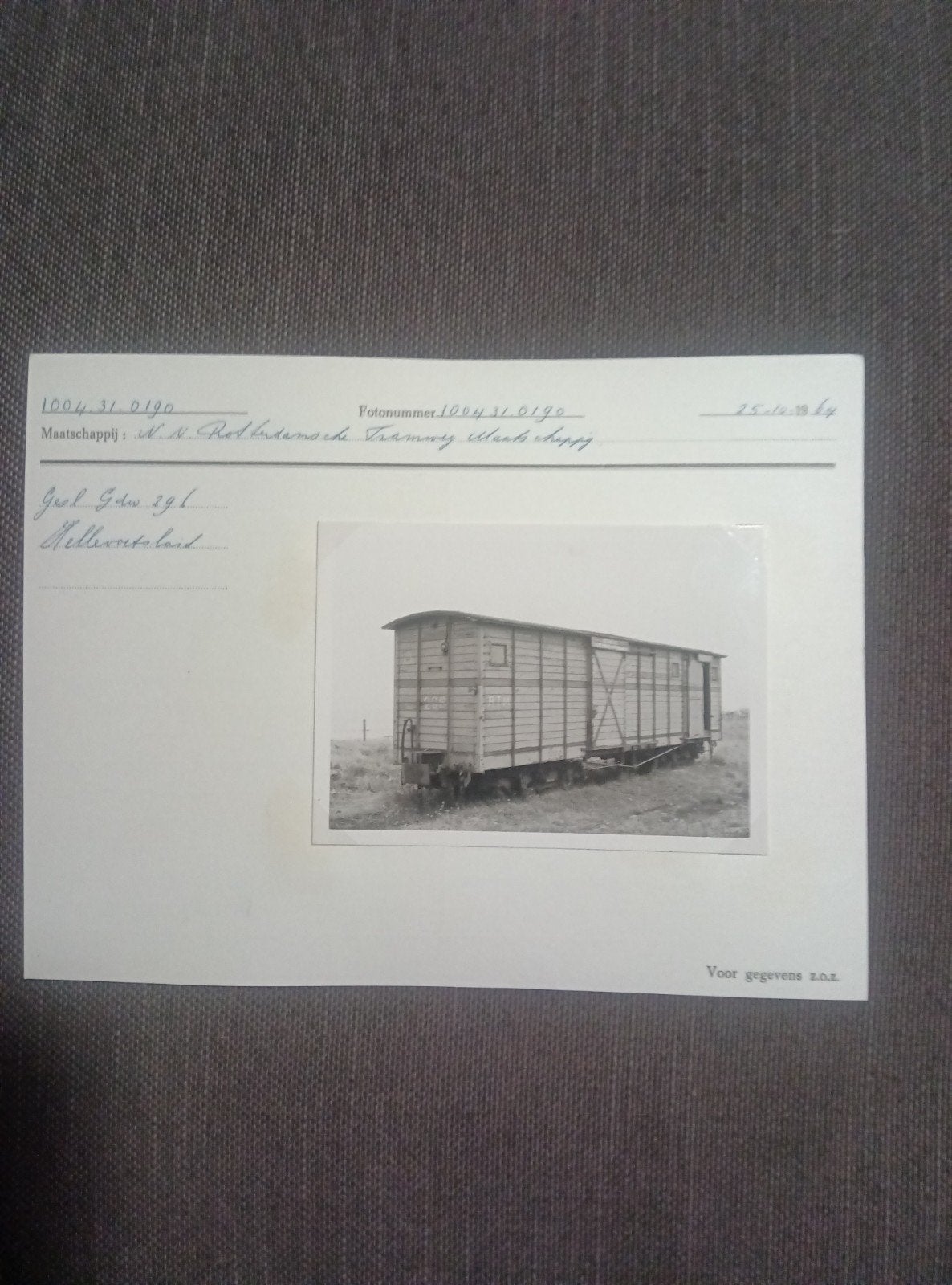 foto Rotterdamsche Tramweg Maatschappij goederenw, Verzamelen, Ophalen of Verzenden, Gebruikt, Trein, Kaart of Prent