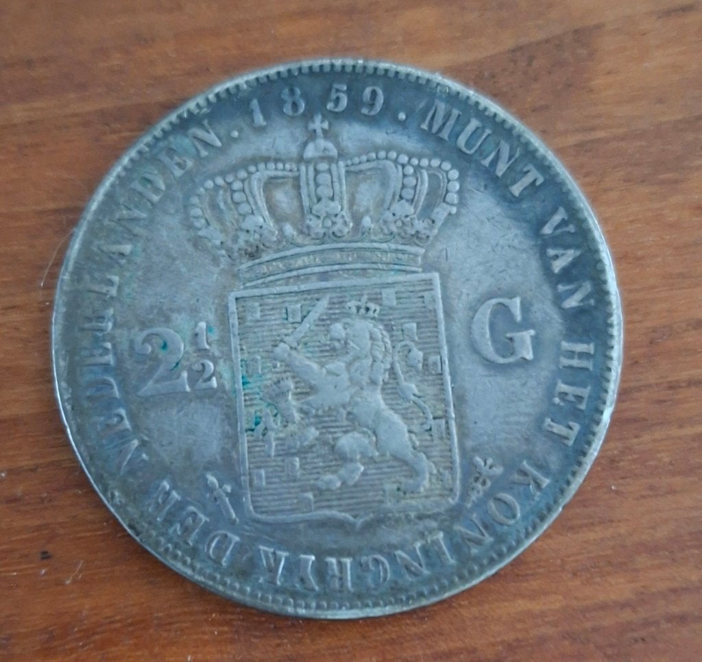 Zilveren rijksdaalder 1859, Koning Willem III, Zilver, Ophalen of Verzenden, Losse munt