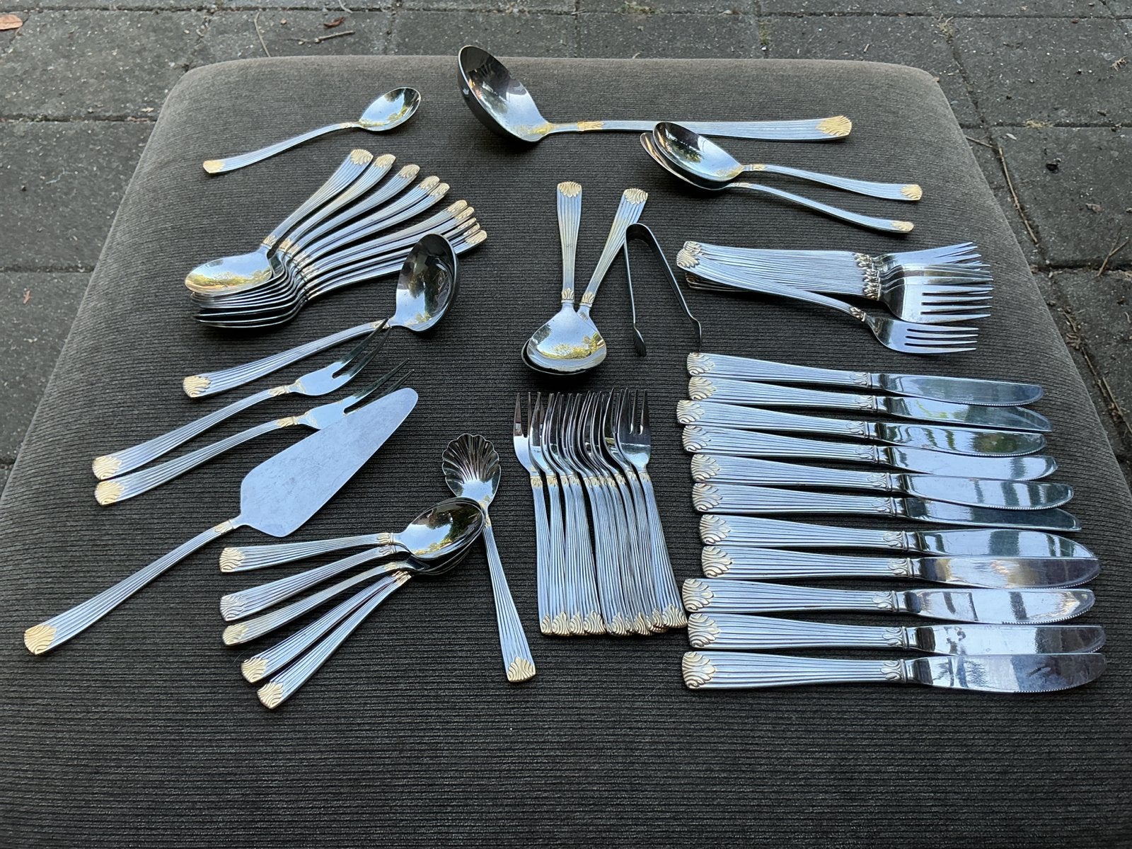 58-delig bestekset RVS met gouden accenten, Ophalen of Verzenden