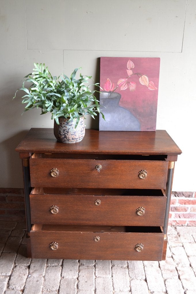 Prachtige antieke eiken houten Empire ladekast, dressoir., Verzenden
