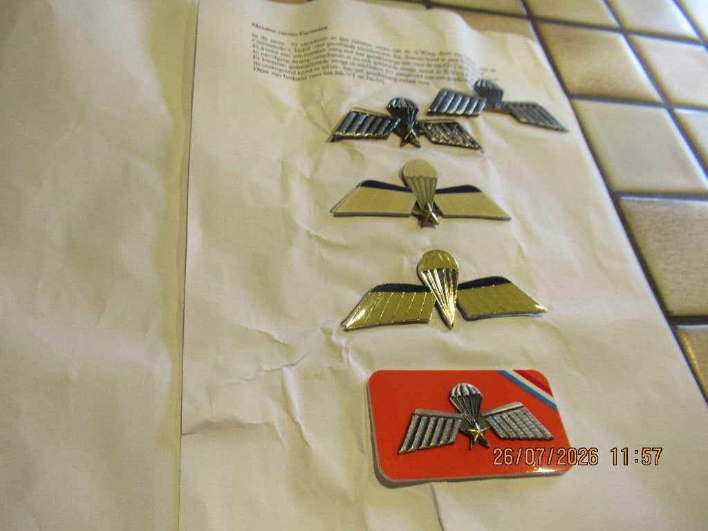 Metalen versies Parawing, Verzenden, Luchtmacht, Nederland, Embleem of Badge