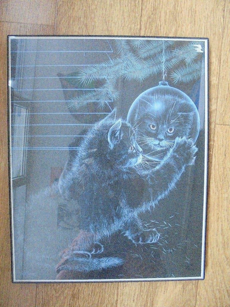 Kattenposter, Verzamelen, Posters, Rechthoekig Staand, Met lijst, Ophalen of Verzenden, Zo goed als nieuw