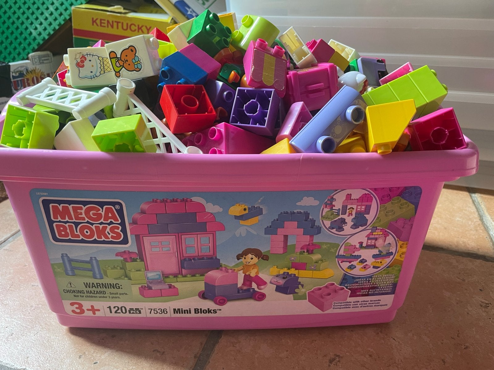 MegaBloks met grondplan in roze opbergdoos, Ophalen, Gebruikt, Megabloks