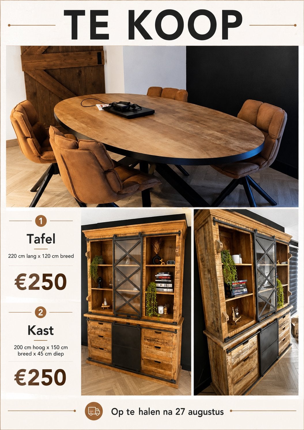 Eettafel en kast te koop, Huis en Inrichting, Complete inboedels, Ophalen