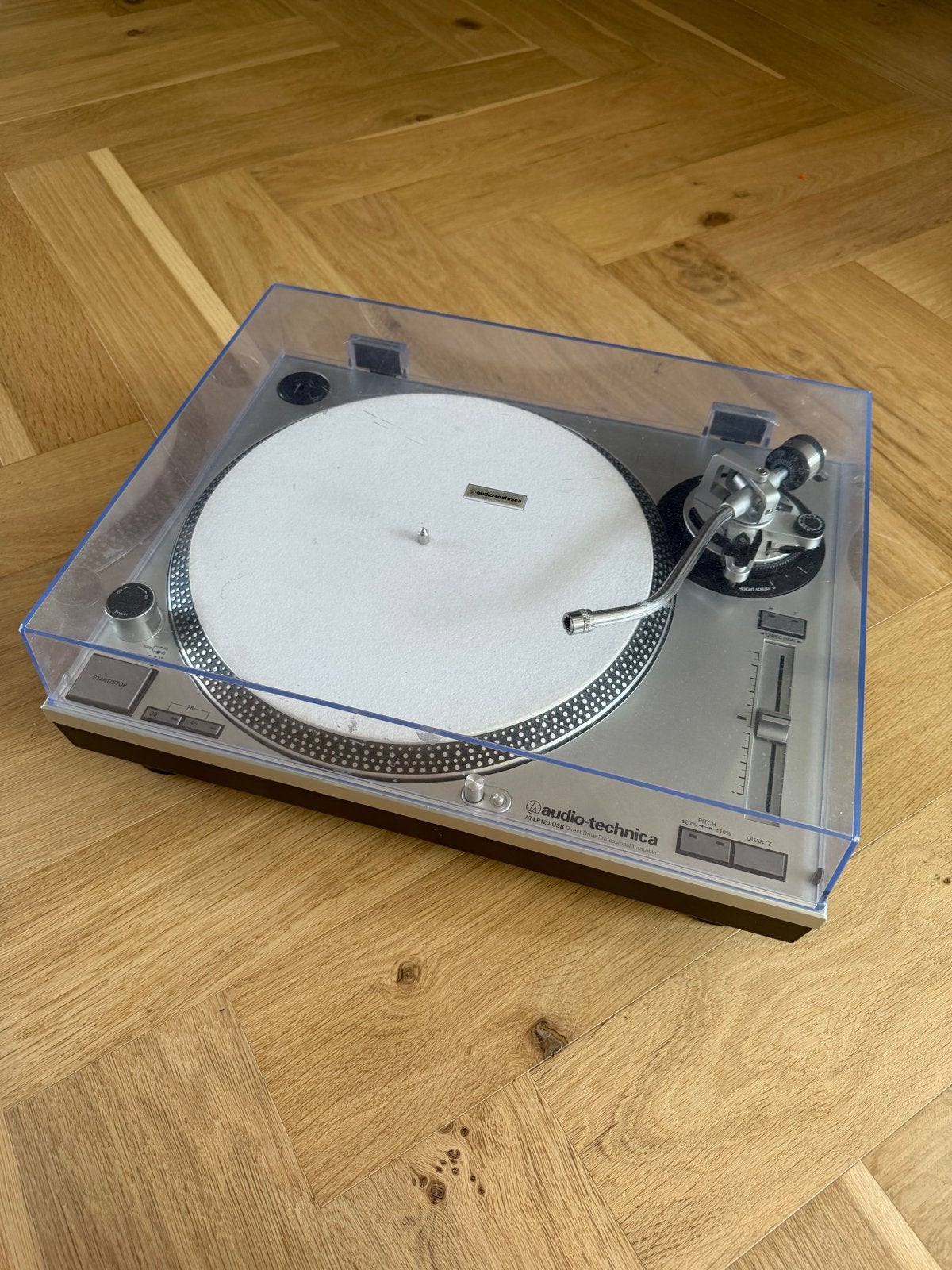 Audio-technica AT-LP120-USB Direct Drive Platenspeler Zilver, Audio, Tv en Foto, Platenspelers, Gebruikt, Pitch-regelaar, Platenspeler