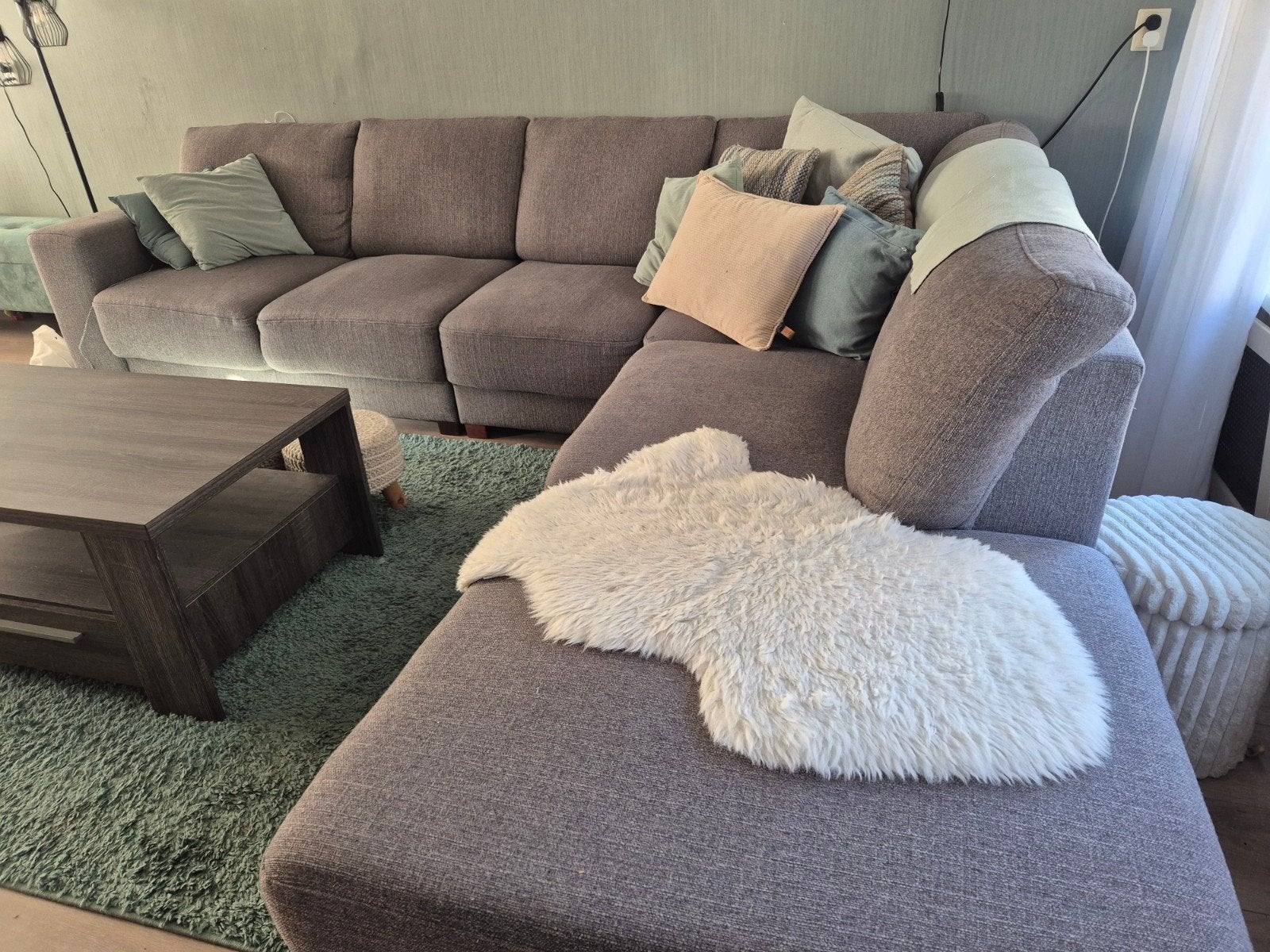 Grote hoekbank met chaise longue, Ophalen, Gebruikt, Hoekbank, Stof