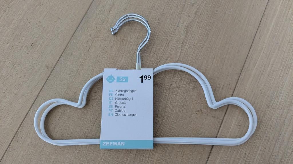 3x Zeeman Wolk Kledinghangers - Wit. Nieuw, Ophalen, Nieuw