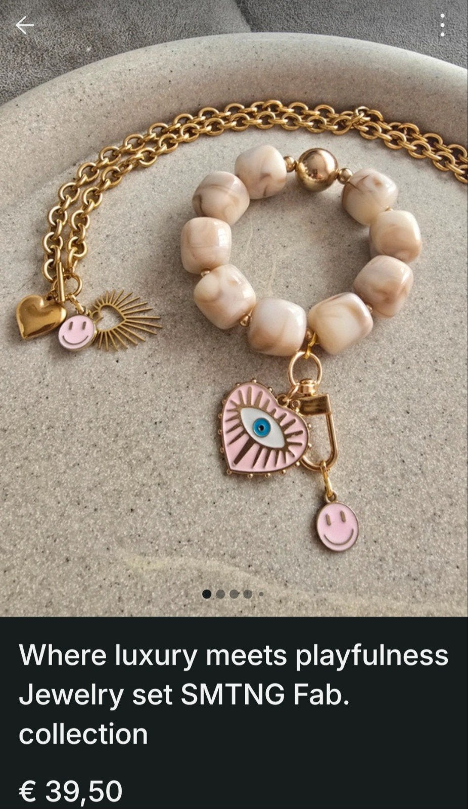 Schakelketting met Bedelarmband  SMTNG Fab. collection, Ophalen of Verzenden, Nieuw, Beige, Overige materialen
