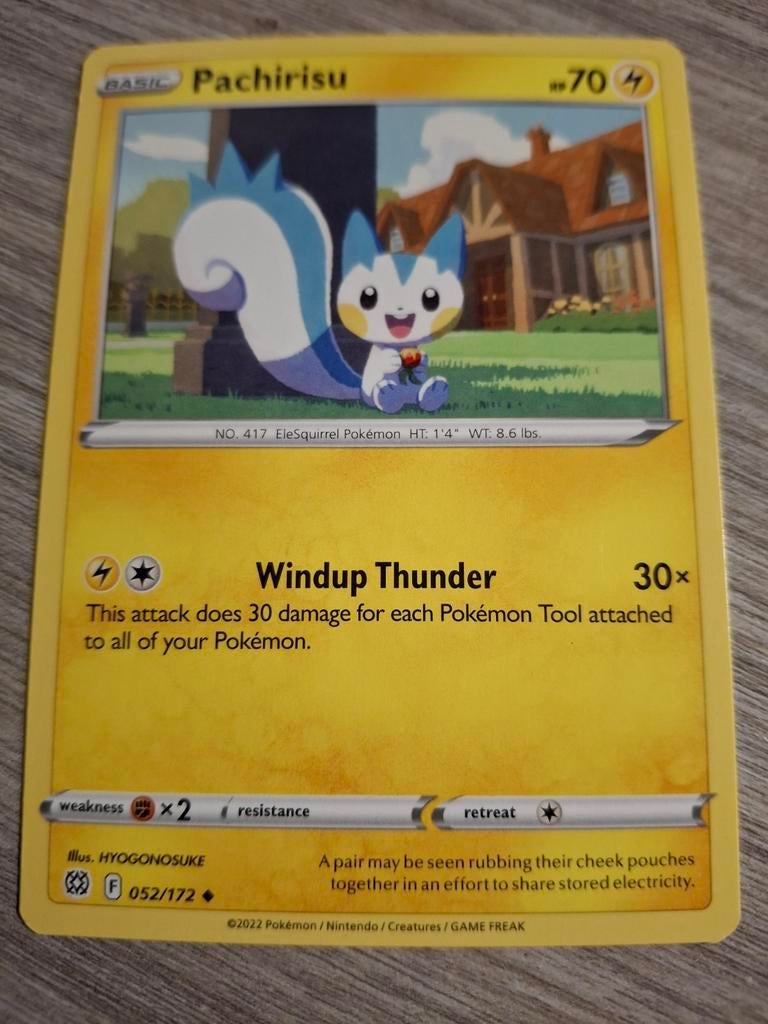 Pachirisu Pokémon Kaart - 052/172 - Zo goed als nieuw, Ophalen of Verzenden, Zo goed als nieuw, Losse kaart