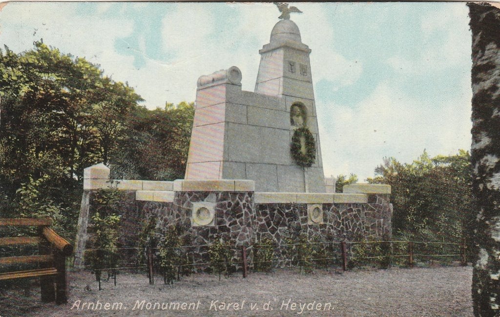 arnhem- monument karel van der heyden 1908, Ophalen of Verzenden, Voor 1920, Gelderland