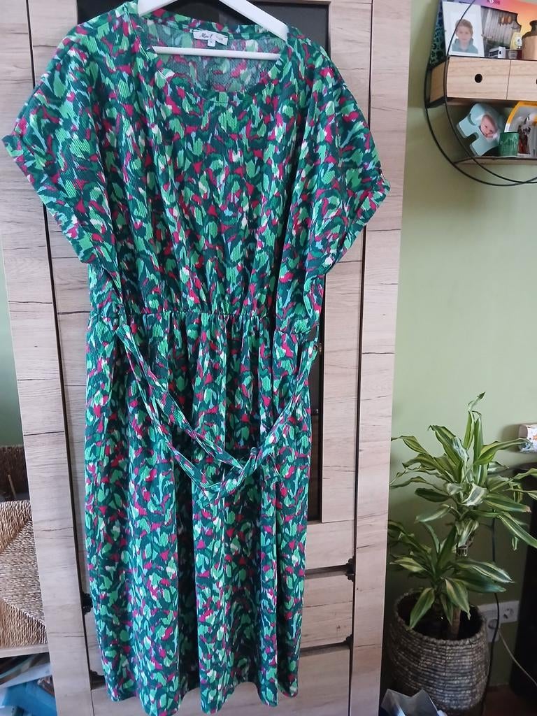 Miss Etam Plus jurk met ceintuur, maat 50 (valt als 48), Kleding | Dames, Jurken, Zo goed als nieuw, Maat 46/48 (XL) of groter