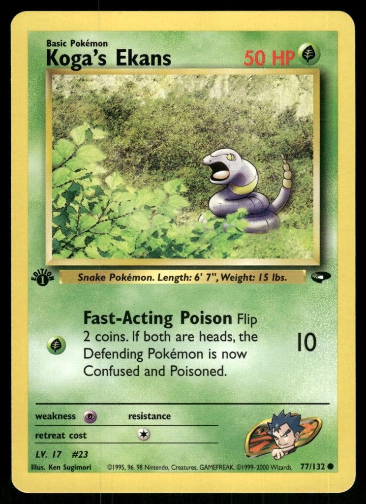 Koga's Ekans 77/132 - Gym Challenge (1st edition), Hobby en Vrije tijd, Verzamelkaartspellen | Pokémon, Gebruikt, Verzenden