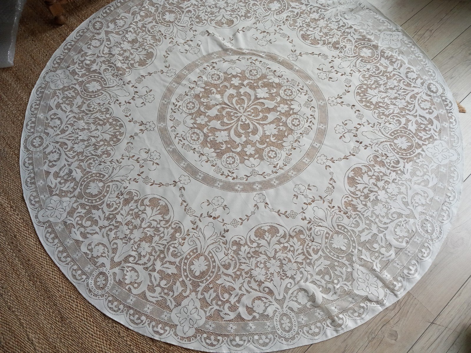 Vintage Kant Rond Tafelkleed 160cm, Ophalen of Verzenden