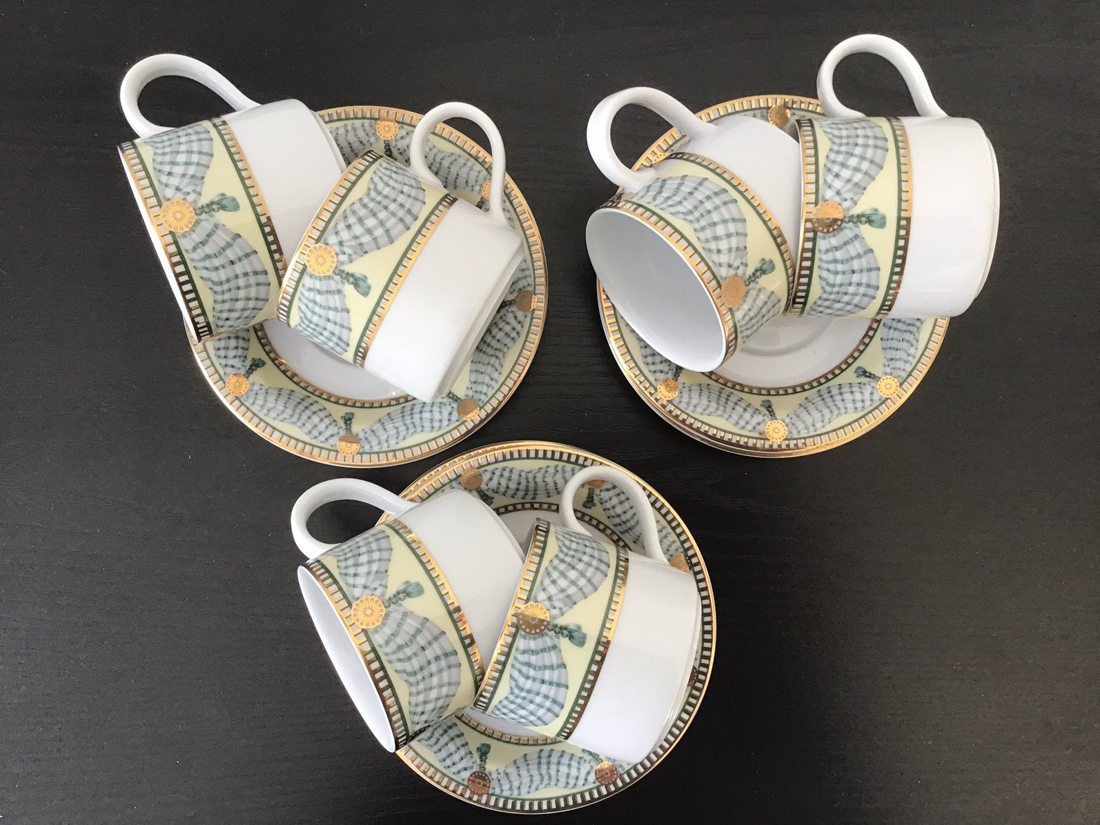 6 kop en schotels Laklain., Antiek en Kunst, Curiosa en Brocante, Ophalen of Verzenden