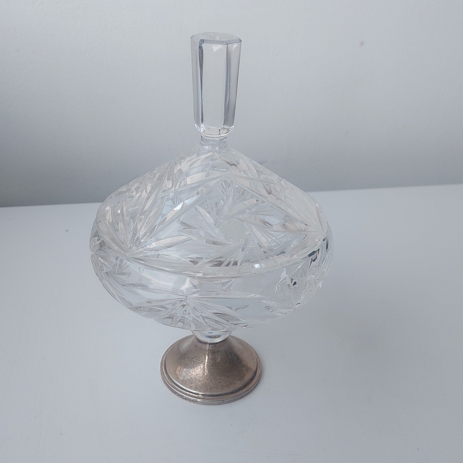 schitterende bonbonniere kristal zilveren voet inc keuren, Antiek en Kunst, Ophalen of Verzenden