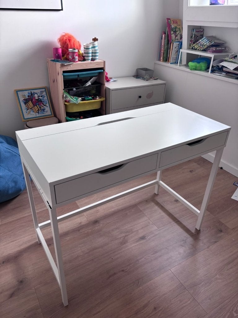 IKEA Alex wit bureau 100x48cm met 2 lades, Gebruikt, 48 cm, Ophalen of Verzenden, IKEA