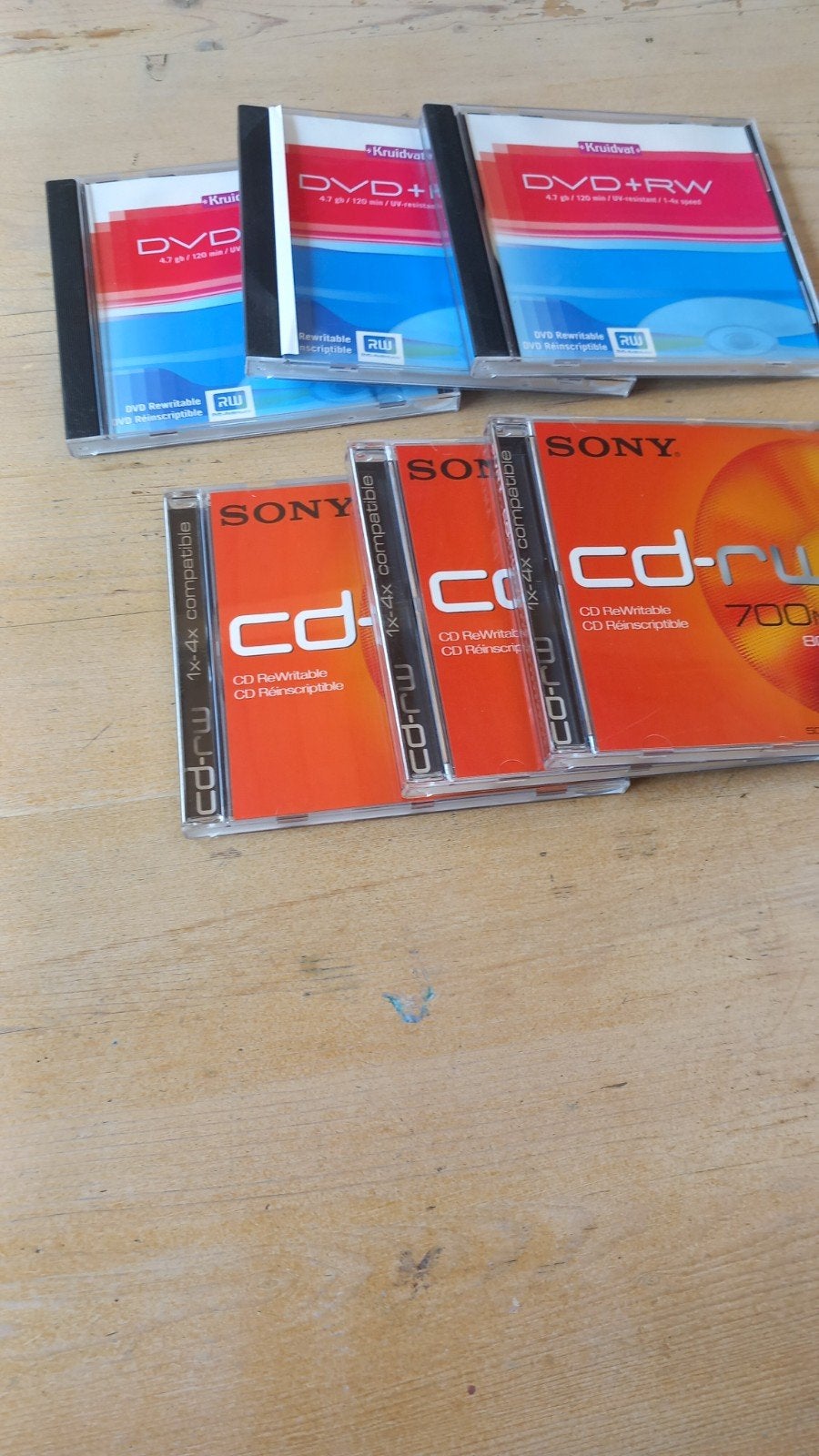 3 DVD's en 3 CD's - Herschrijfbaar, Computers en Software, Gebruikt, Herschrijfbaar, Ophalen of Verzenden, Kruidvat, Sony