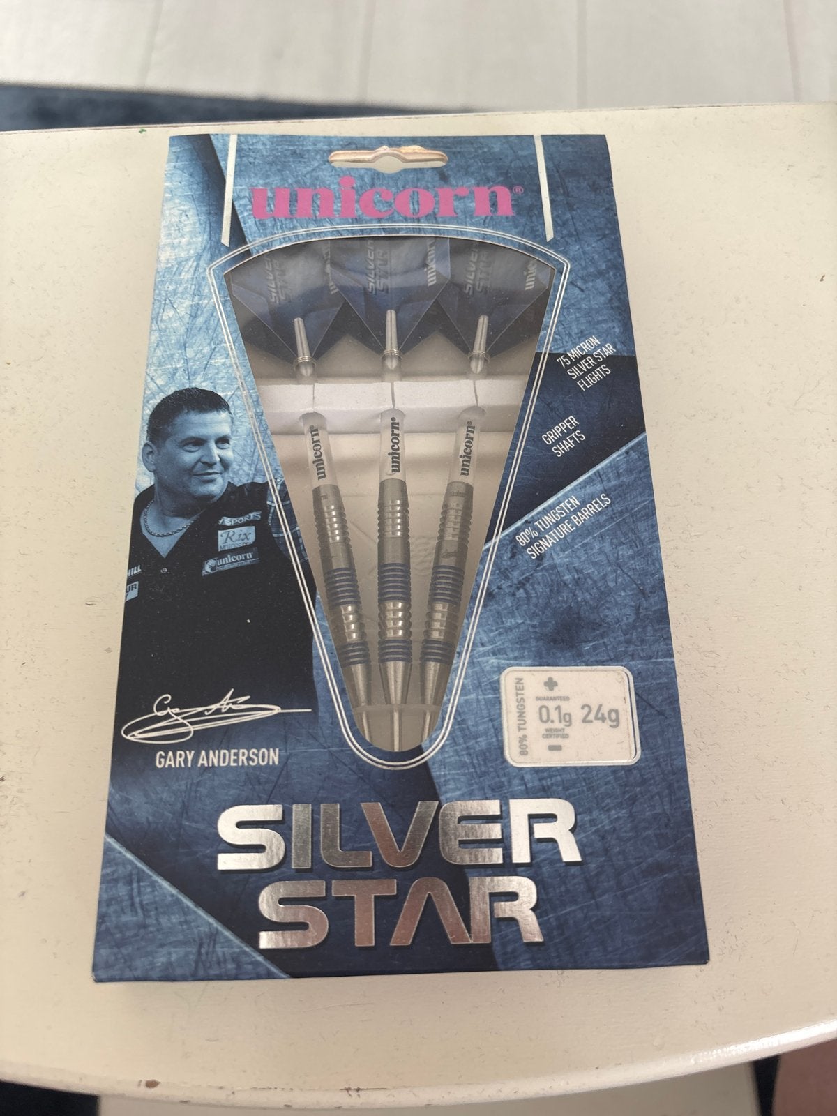 Unicorn Silver Star Gary Anderson Darts 24g - Nieuw in doos, Ophalen of Verzenden, Nieuw, Pijlen