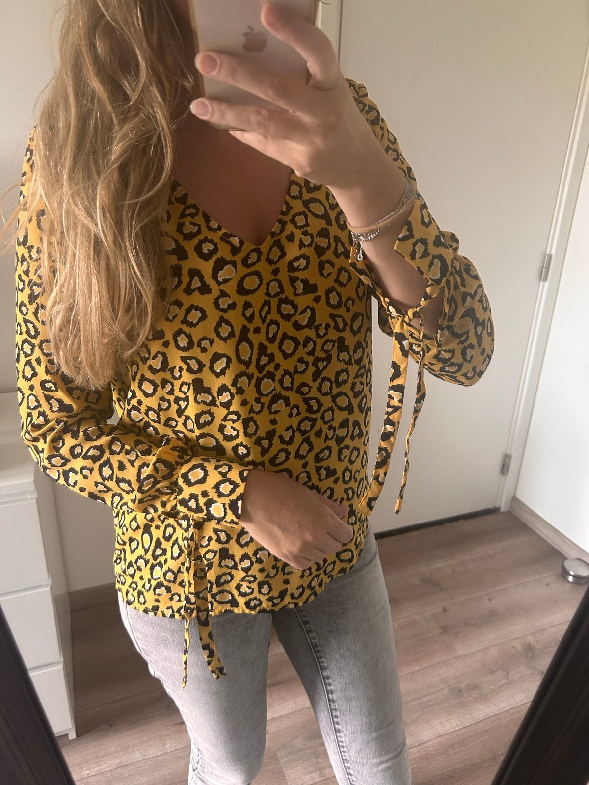 Costes Basic Blouse met Luipaardprint - Maat M, Maat 38/40 (M), Geel, Ophalen of Verzenden, Zo goed als nieuw