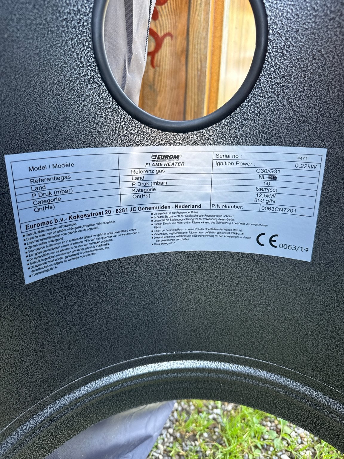 6x Eurom Flame Heater 12,5 kW – Terrasverwarmers –, Tuin en Terras, Terrasverwarmers, Ophalen, Gebruikt, Gas, Vloer