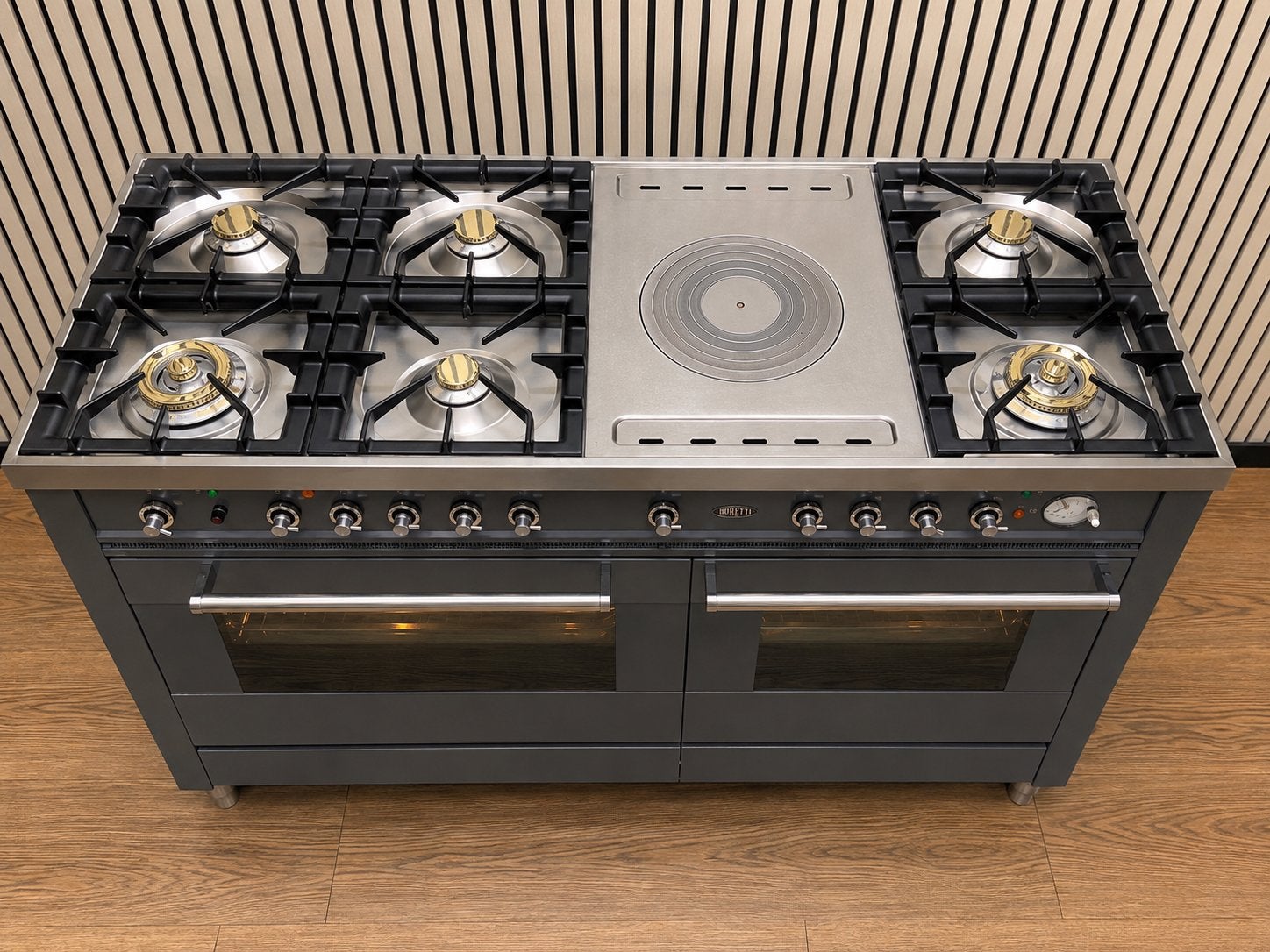 Luxe Boretti Fornuis 7 pits met coupe de feu 2 ovens 150 cm, Fornello Esperta, Refurbished, Ophalen of Verzenden, Energieklasse A of zuiniger
