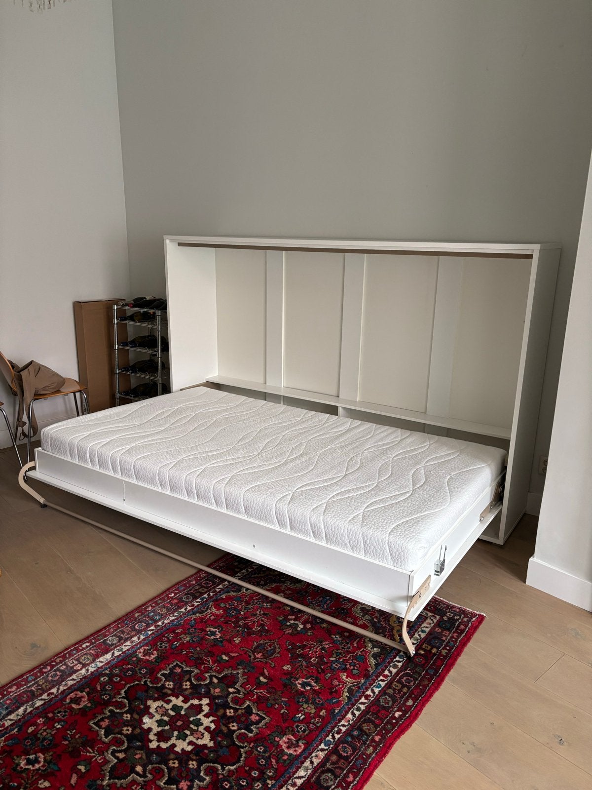 Witte bedkast “murphy bed” / opklapbed 120x200 cm met matras, Huis en Inrichting, Slaapkamer | Bedden, Ophalen, Gebruikt, Wit