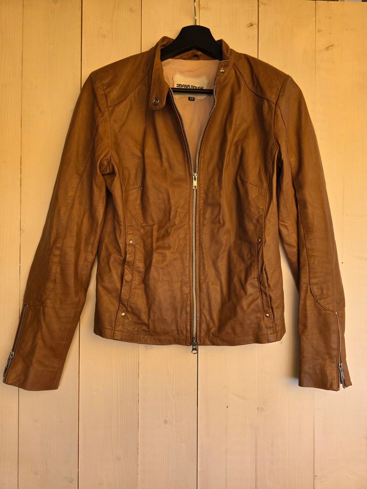 Cognac kleurig Ibana Rouge leer Jasje - mt. 38, Maat 38/40 (M), Bruin, Ophalen of Verzenden, Ibanarouge