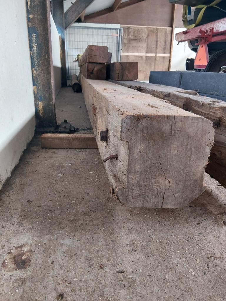 Balken, gebinten, Doe-het-zelf en Verbouw, Hout en Planken, Gebruikt, Eiken, Ophalen of Verzenden, Balk