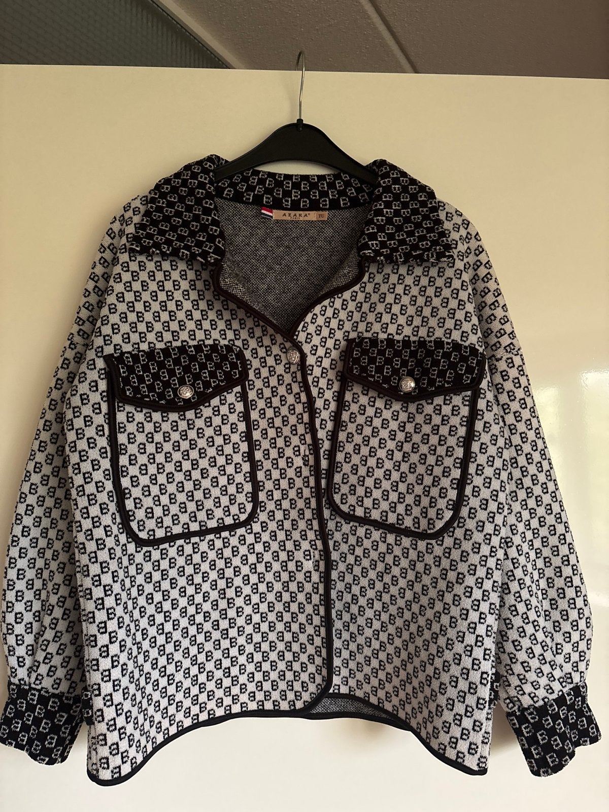 Azara Paris Jasje met B-patroon - Maat TU, Kleding | Dames, Ophalen of Verzenden, Zo goed als nieuw, Maat 38/40 (M), Zwart