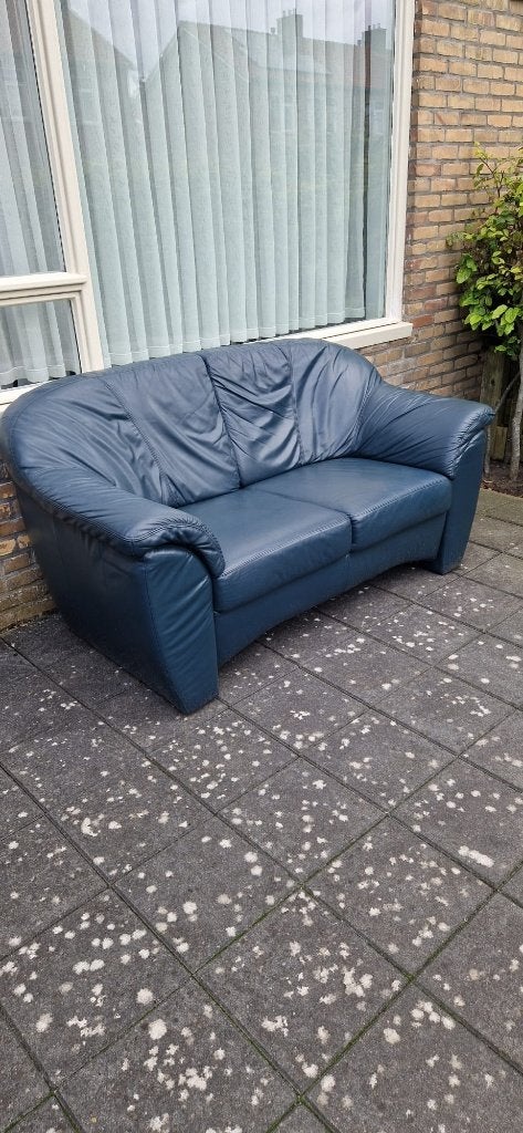 Gratis echt leren bank, Ophalen, Gebruikt, 75 tot 100 cm
