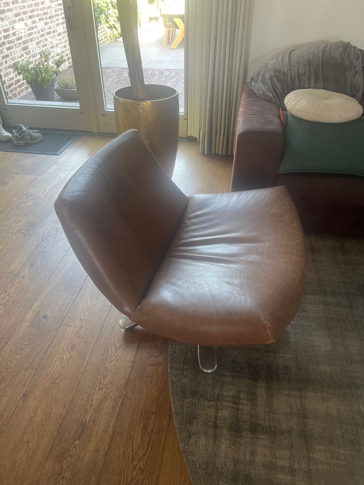 Leren fauteuil bruin, Huis en Inrichting, Stoelen, Ophalen, Gebruikt, Bruin, Leer