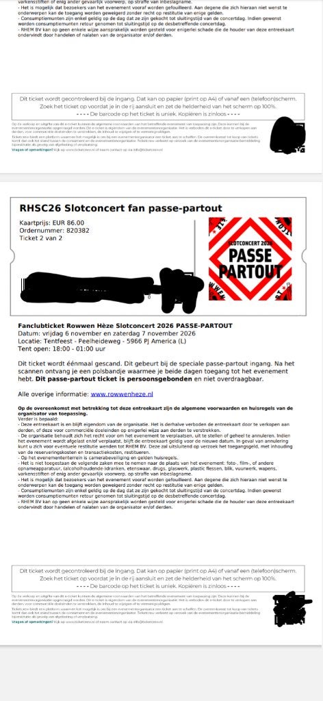 2 Slotconcert Rowwen Heze passe-partout tickets, Tickets en Kaartjes, Twee personen, November