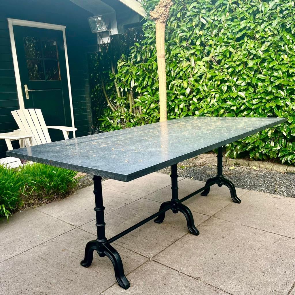* gietijzer Tafel hardsteen tuintafel smeedijzer onderstel, Ophalen, Nieuw, Rechthoekig, Metaal