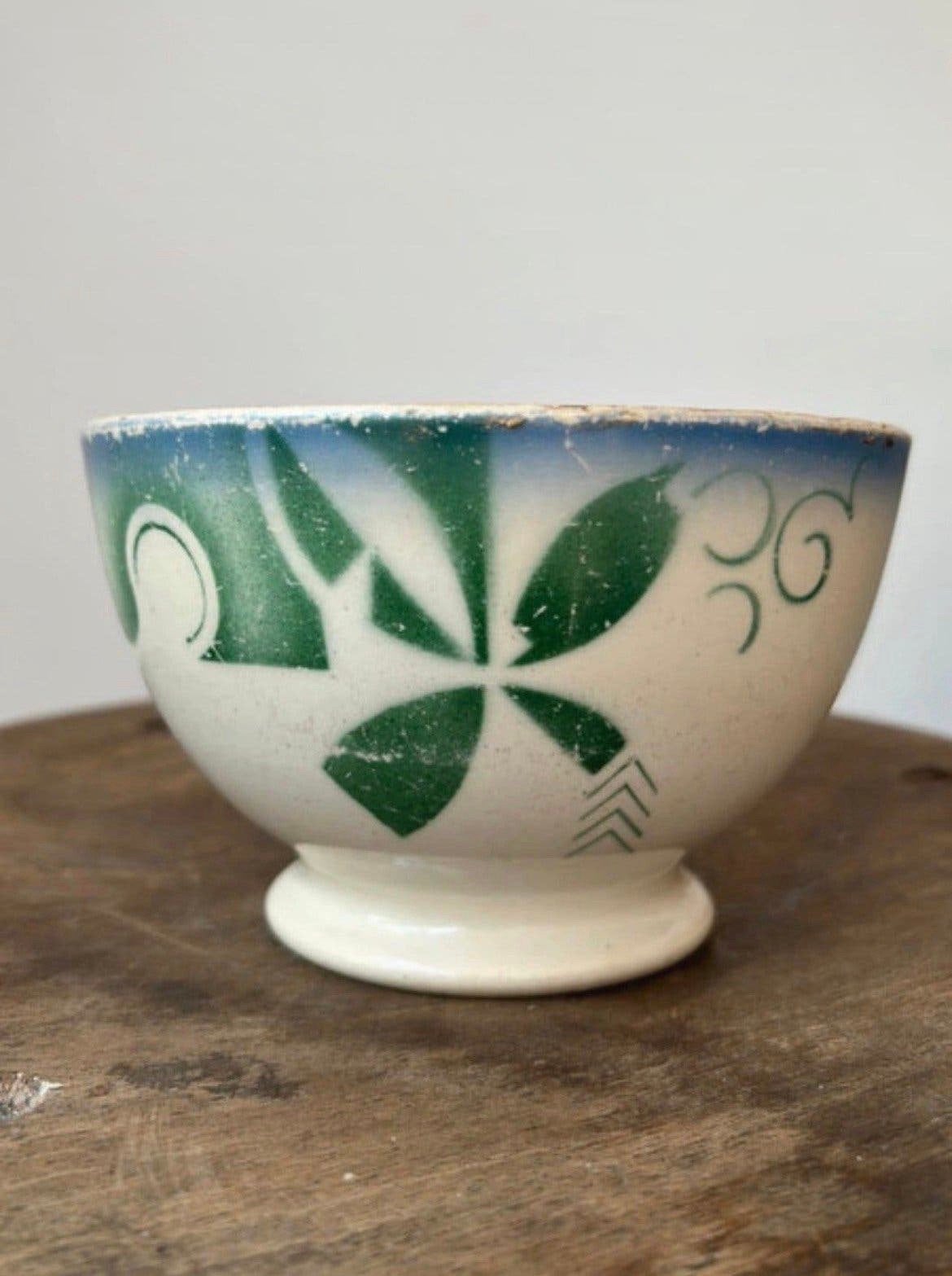 Franse spoelkom blauw / groen art deco decor, Antiek en Kunst, Ophalen of Verzenden